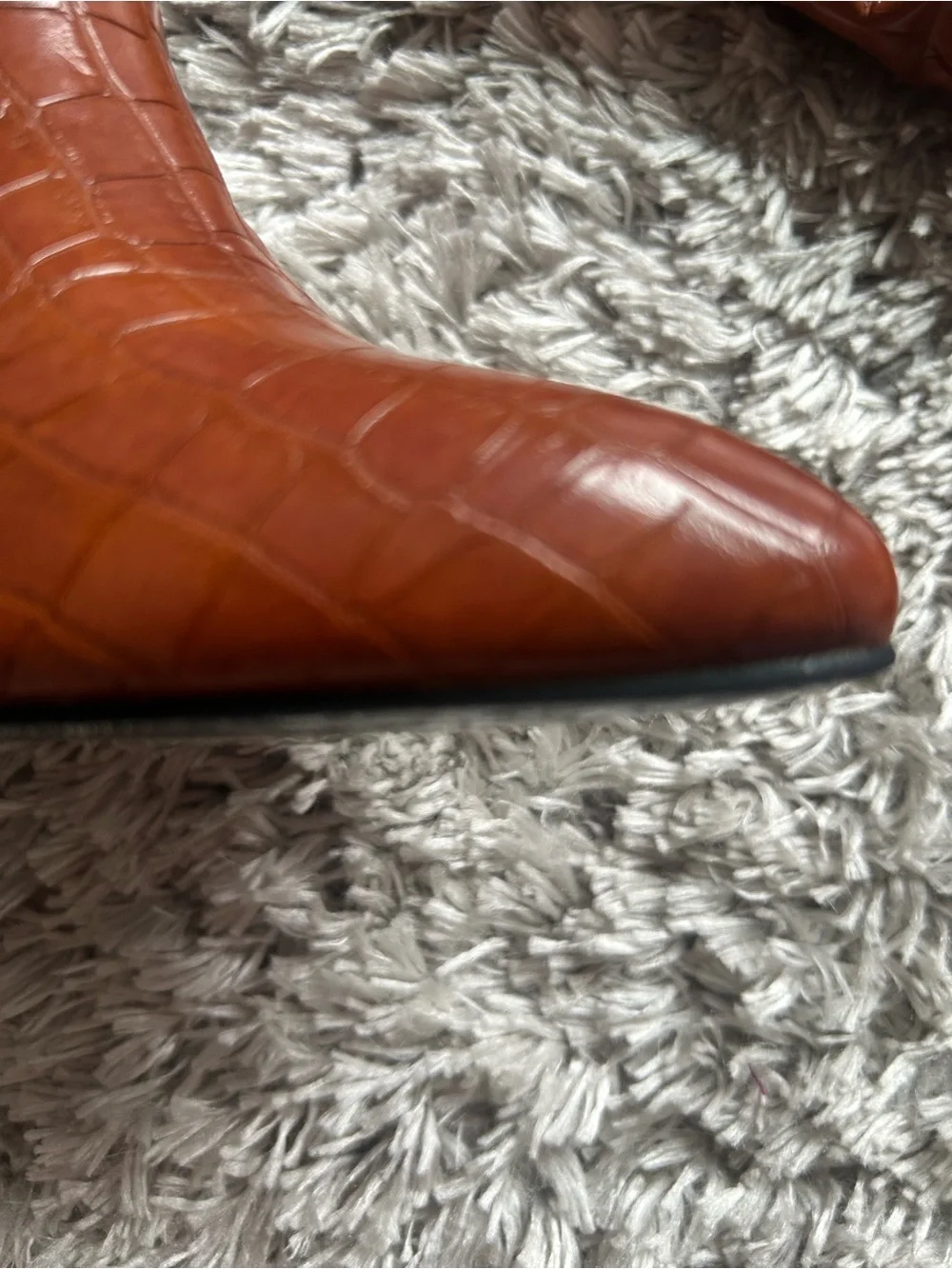 Women's Brown Croc-Embossed Over-the-Knee Boots